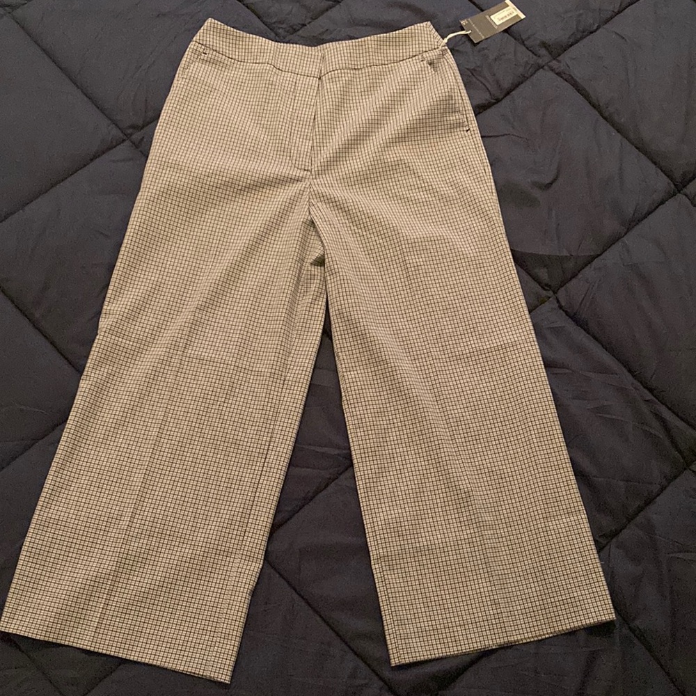 NWT Womens Worthington Lavender Navy Plaid Trousers Size 8
